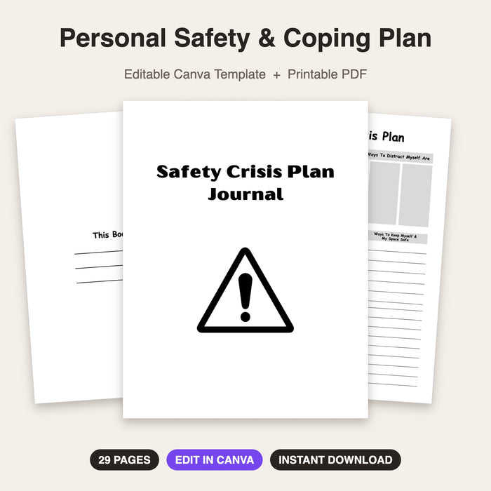 Personal Safety & Coping Plan | Editable Canva Template & Printable PDF