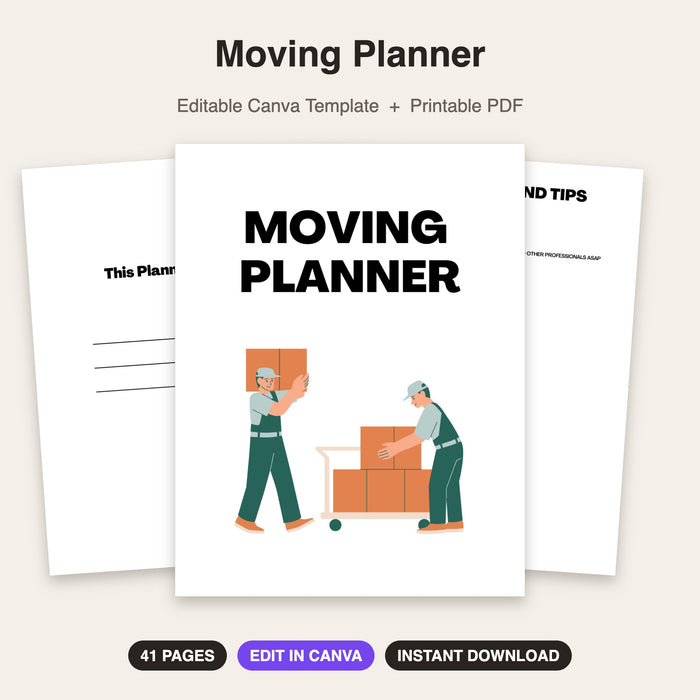 Moving Planner | Editable Canva Template & Printable PDF