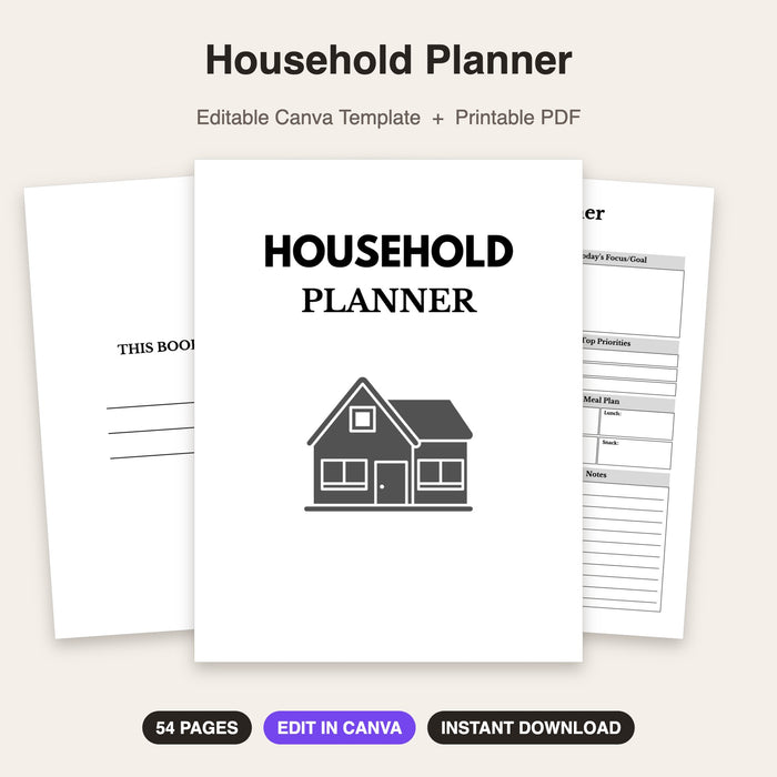 Household Planner | Editable Canva Template & Printable PDF