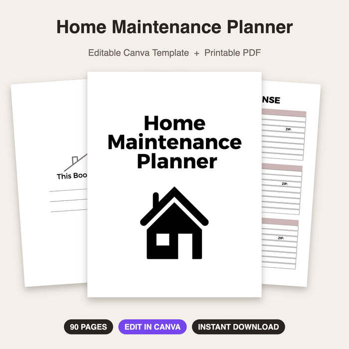 Home Maintenance Planner | Editable Canva Template & Printable PDF