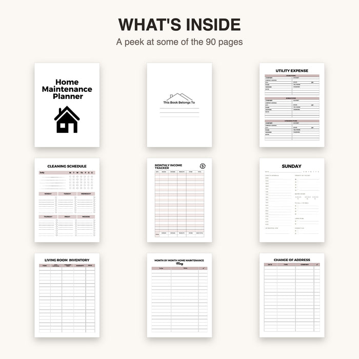 Home Maintenance Planner | Editable Canva Template & Printable PDF