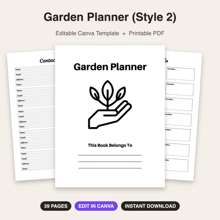 Garden Planner (Style 2) | Editable Canva Template & Printable PDF