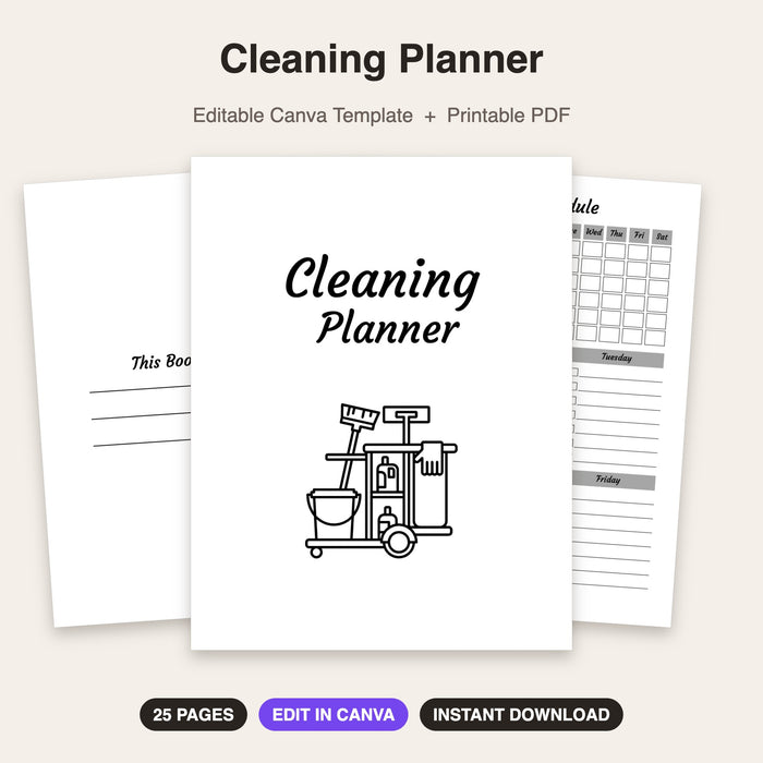 Cleaning Planner | Editable Canva Template & Printable PDF