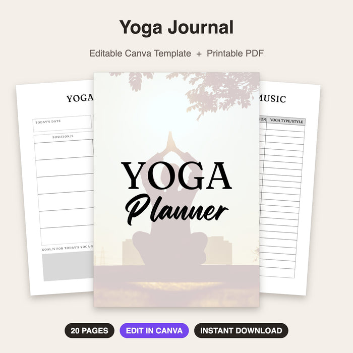 Yoga Journal | Editable Canva Template & Printable PDF
