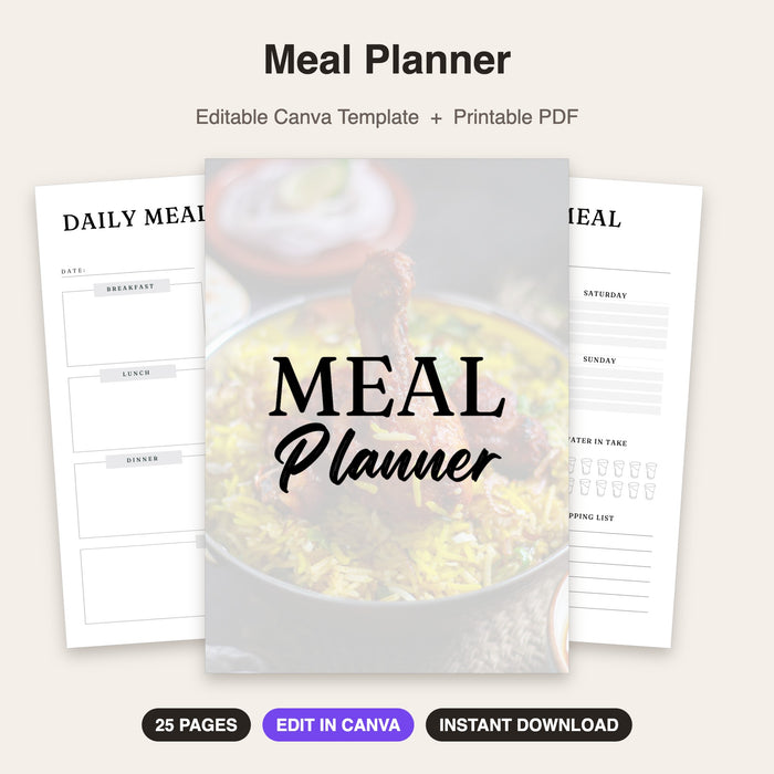 Meal Planner | Editable Canva Template & Printable PDF