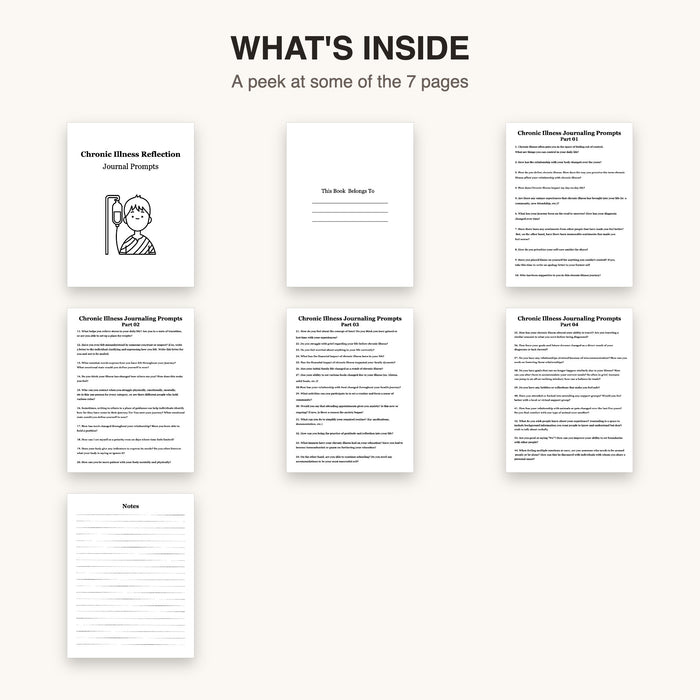 Chronic Illness Reflection Journal Prompts | Editable Canva Template & Printable PDF