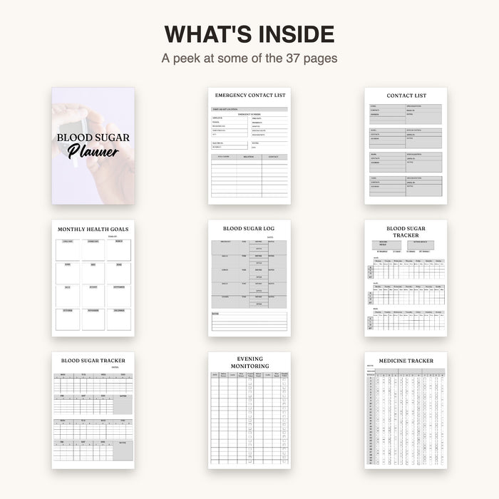 Blood Sugar Planner | Editable Canva Template & Printable PDF