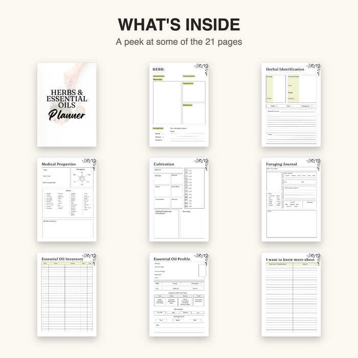 Herbs and Essential Oils Planner | Editable Canva Template & Printable PDF