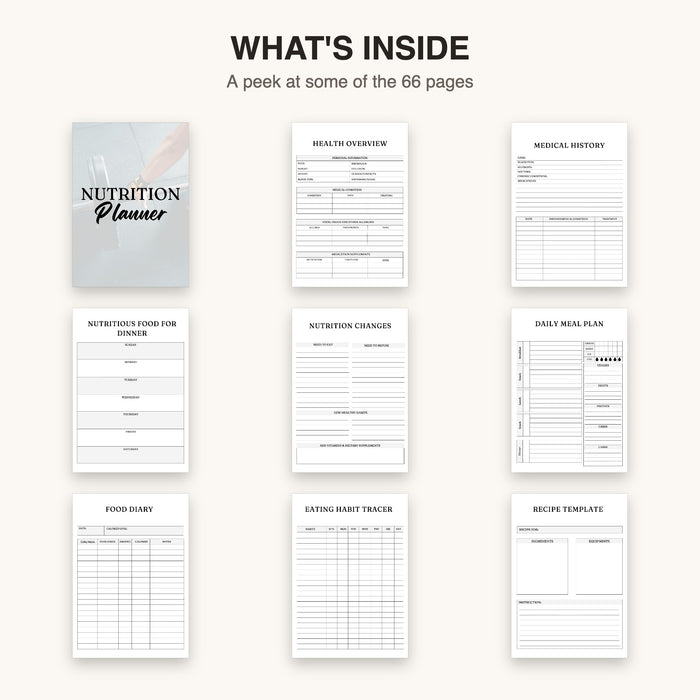 Nutrition Planner | Editable Canva Template & Printable PDF