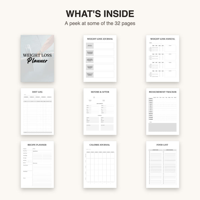 Weight Loss Planner | Editable Canva Template & Printable PDF