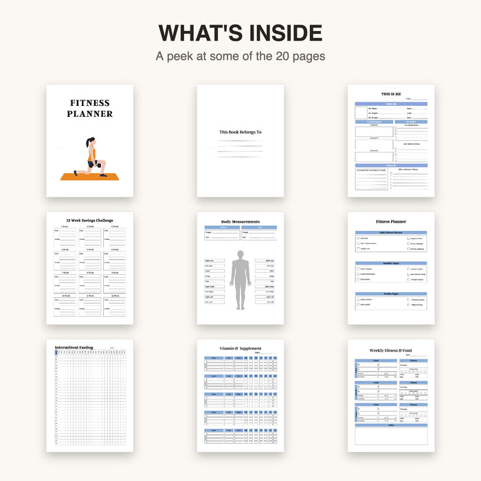 Fitness Planner Bundle | Editable Canva Template & Printable PDF