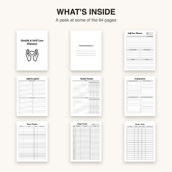 Health & Self Care Planner | Editable Canva Template & Printable PDF