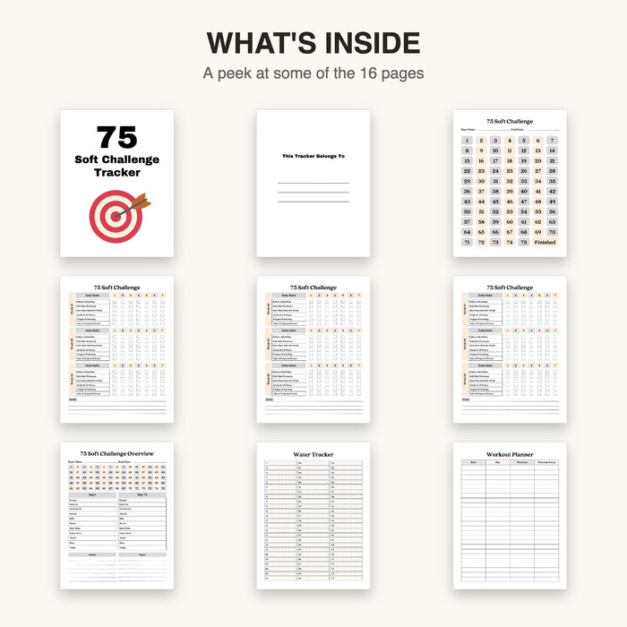 75 Soft Challenge Tracker | Editable Canva Template & Printable PDF