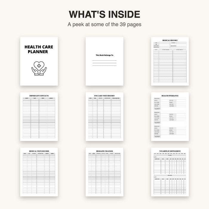 Health Care Planner | Editable Canva Template & Printable PDF