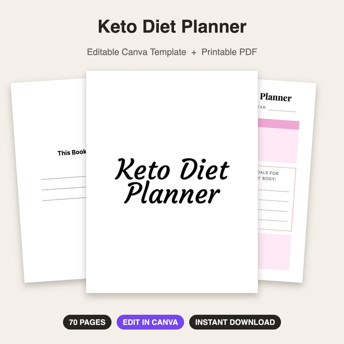 Keto Diet Planner | Editable Canva Template & Printable PDF