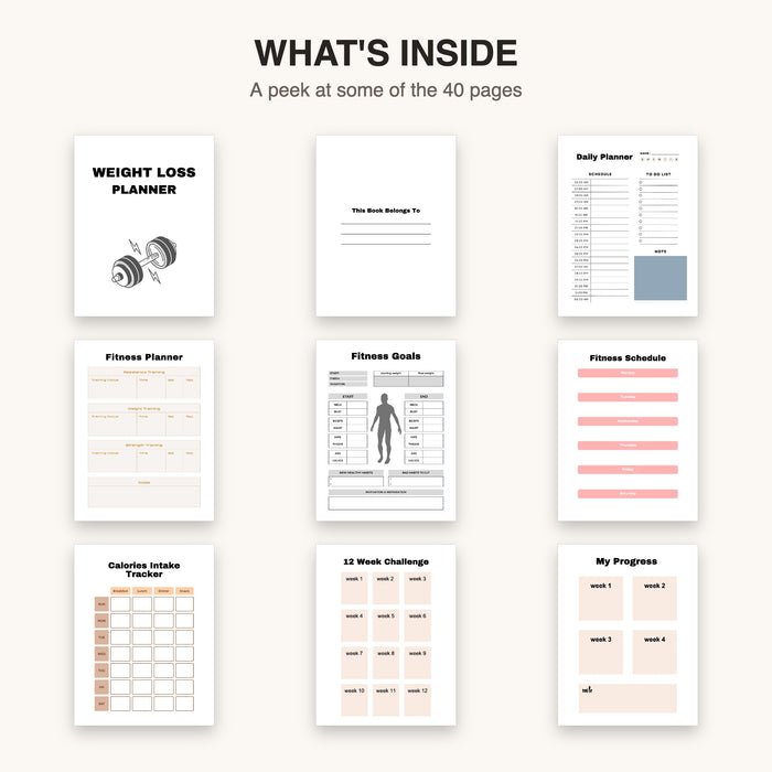 Weight Tracker Planner | Editable Canva Template & Printable PDF