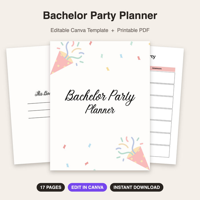 Bachelor Party Planner | Editable Canva Template & Printable PDF