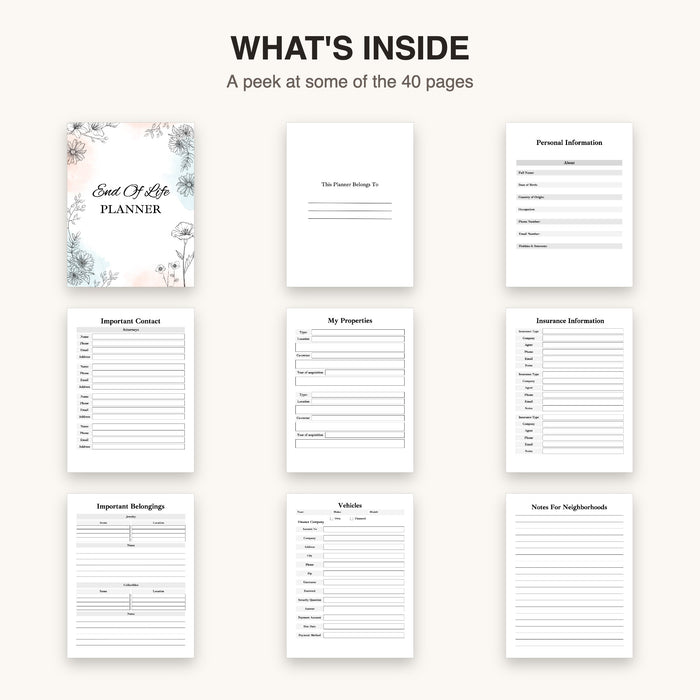 End Of Life Planner | Editable Canva Template & Printable PDF