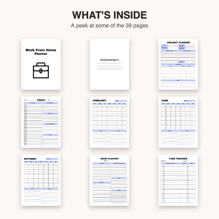 Work From Home Planner | Editable Canva Template & Printable PDF