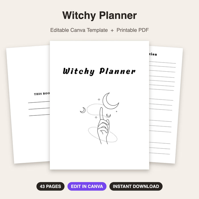 Witchy Planner | Editable Canva Template & Printable PDF