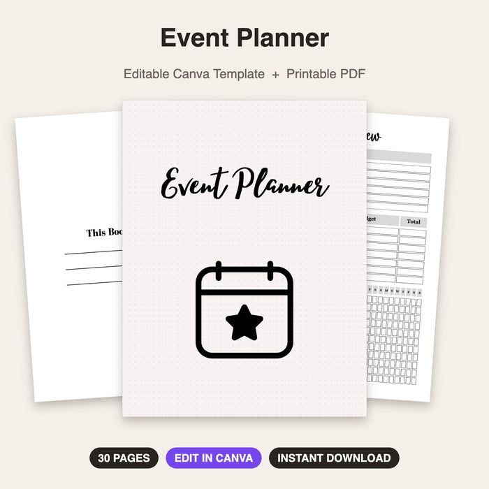 Event Planner | Editable Canva Template & Printable PDF