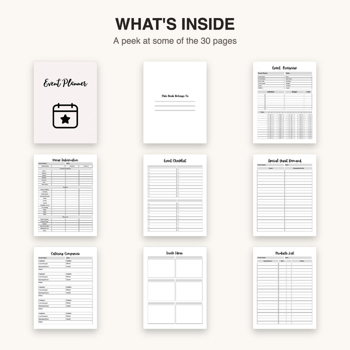 Event Planner | Editable Canva Template & Printable PDF