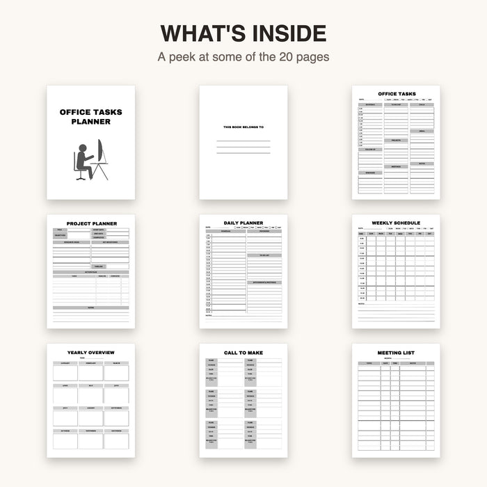 Office Tasks Planner | Editable Canva Template & Printable PDF