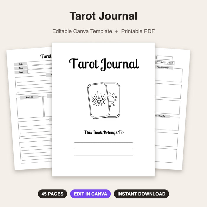 Tarot Journal | Editable Canva Template & Printable PDF