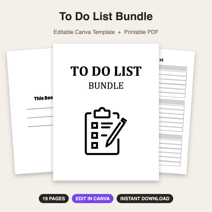 To Do List Bundle | Editable Canva Template & Printable PDF