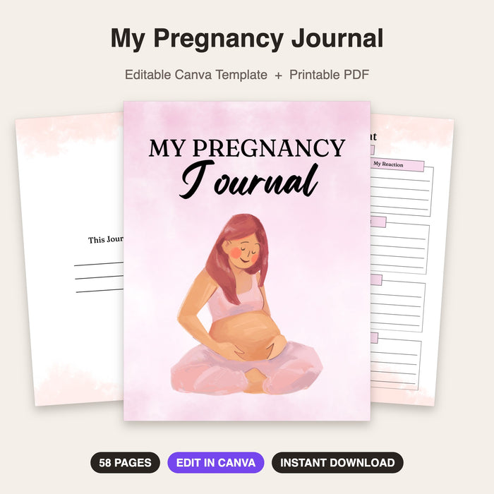 My Pregnancy Journal | Editable Canva Template & Printable PDF