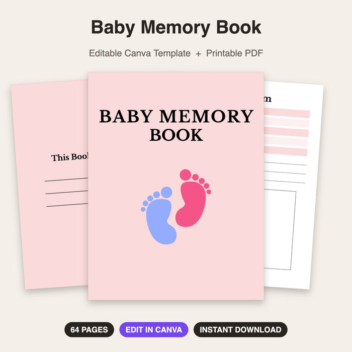 Baby Memory Book | Editable Canva Template & Printable PDF