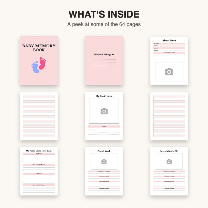 Baby Memory Book | Editable Canva Template & Printable PDF