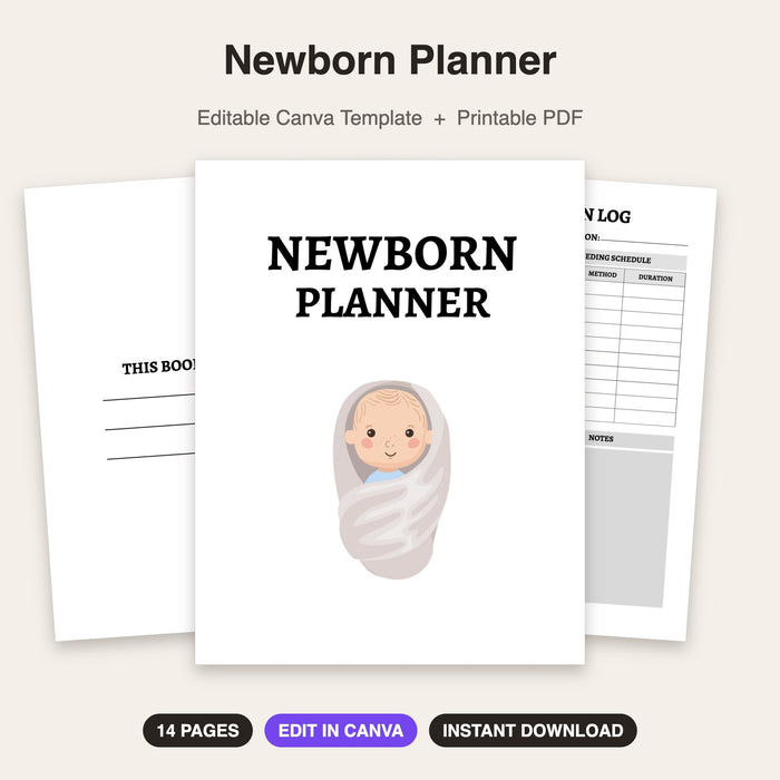 Newborn Planner | Editable Canva Template & Printable PDF