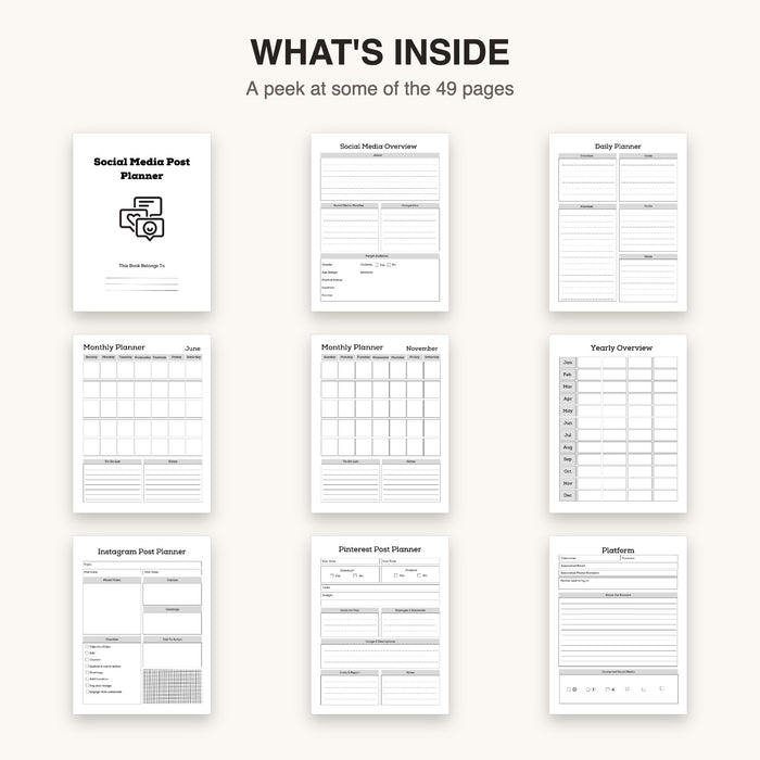 Social Media Post Planner | Editable Canva Template & Printable PDF