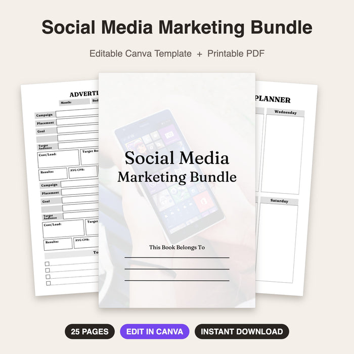Social Media Marketing Bundle | Editable Canva Template & Printable PDF