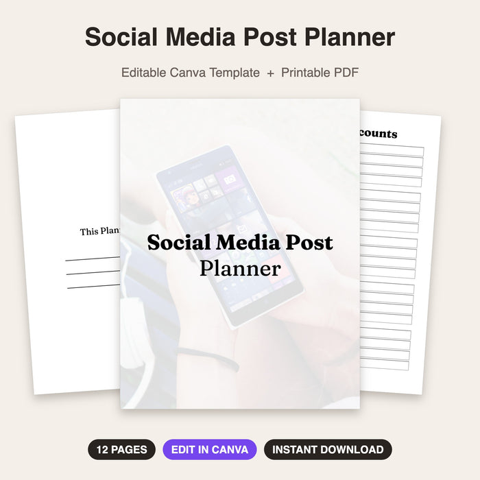 Social Media Post Planner (Style 2) | Editable Canva Template & Printable PDF