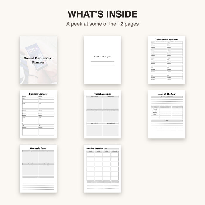 Social Media Post Planner (Style 2) | Editable Canva Template & Printable PDF