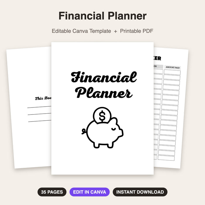 Financial Planner | Editable Canva Template & Printable PDF