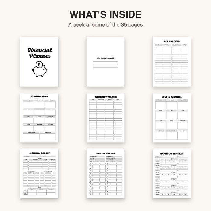 Financial Planner | Editable Canva Template & Printable PDF