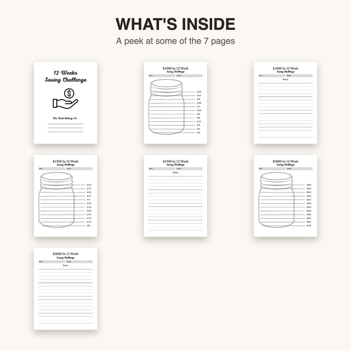 12-Week Savings Challenge | Editable Canva Template & Printable PDF
