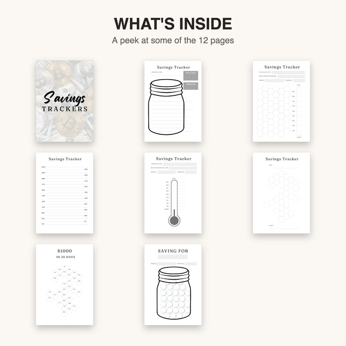 Savings Trackers | Editable Canva Template & Printable PDF