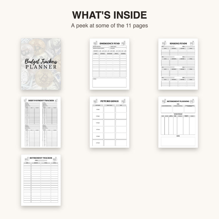 Budget Trackers Planner | Editable Canva Template & Printable PDF