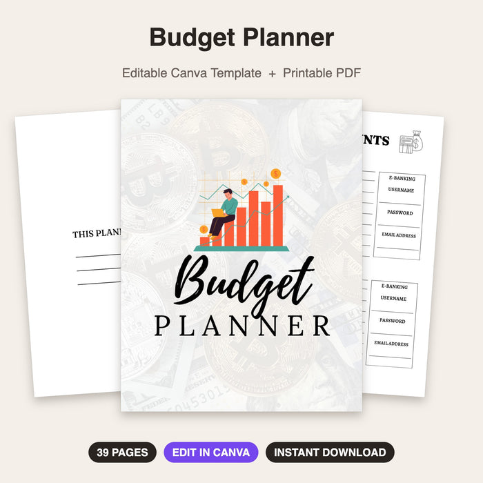 Budget Planner | Editable Canva Template & Printable PDF
