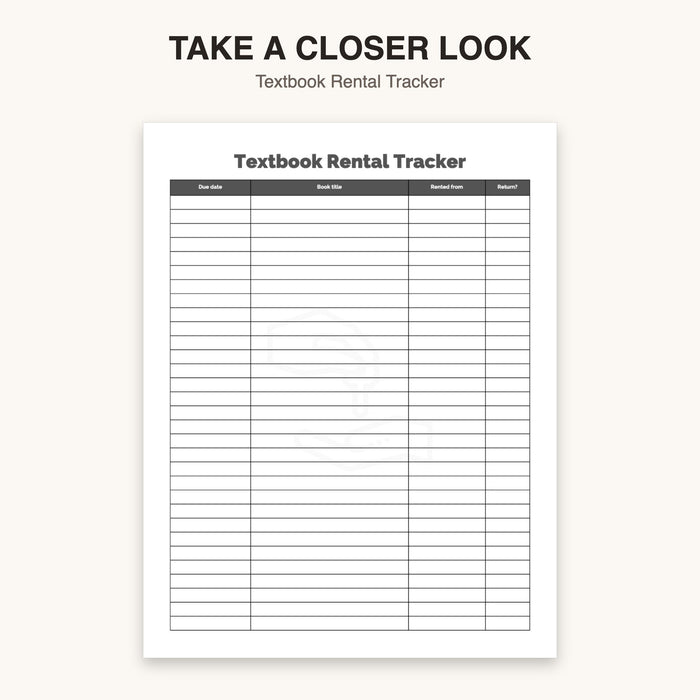 Textbook Rental Tracker | Editable Canva Template & Printable PDF