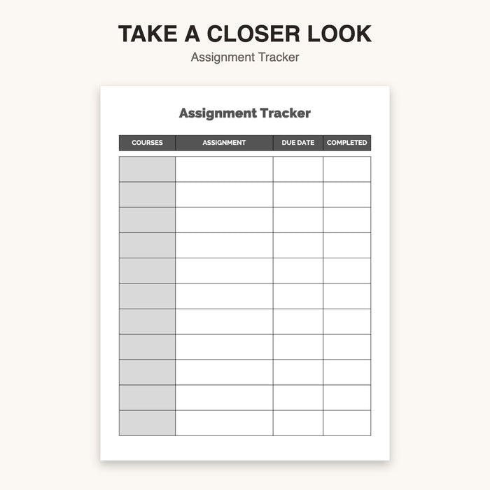 Assignment Tracker | Editable Canva Template & Printable PDF