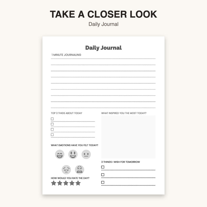 Daily Journal | Editable Canva Template & Printable PDF