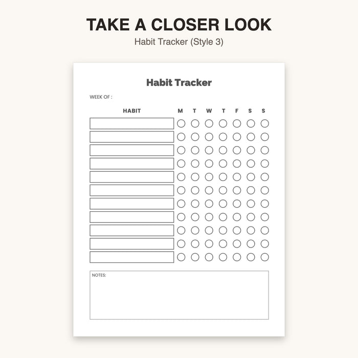 Habit Tracker (Style 3) | Editable Canva Template & Printable PDF