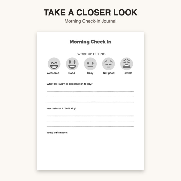 Morning Check-In Journal | Editable Canva Template & Printable PDF