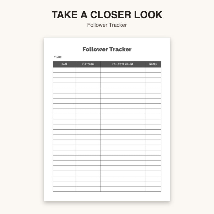 Follower Tracker | Editable Canva Template & Printable PDF