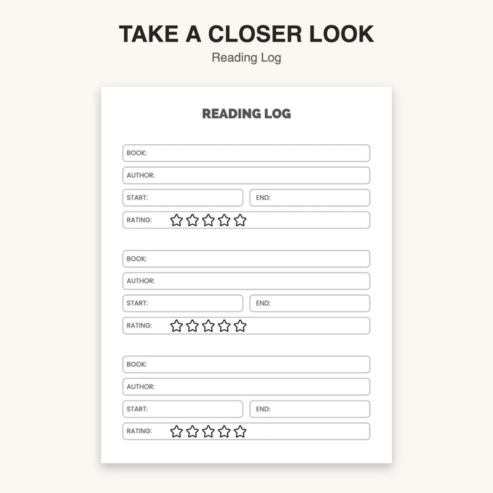 Reading Log | Editable Canva Template & Printable PDF